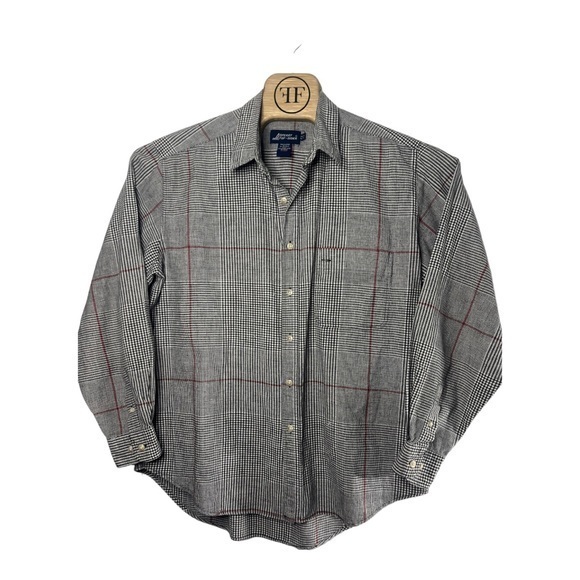 Sperry Top Sider Men's Long Sleeve Button Down Check/Plaid Black/Red Large - Picture 3 of 5